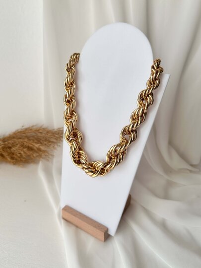 Kalın Sarmal Halat Kolye - Gold Renk