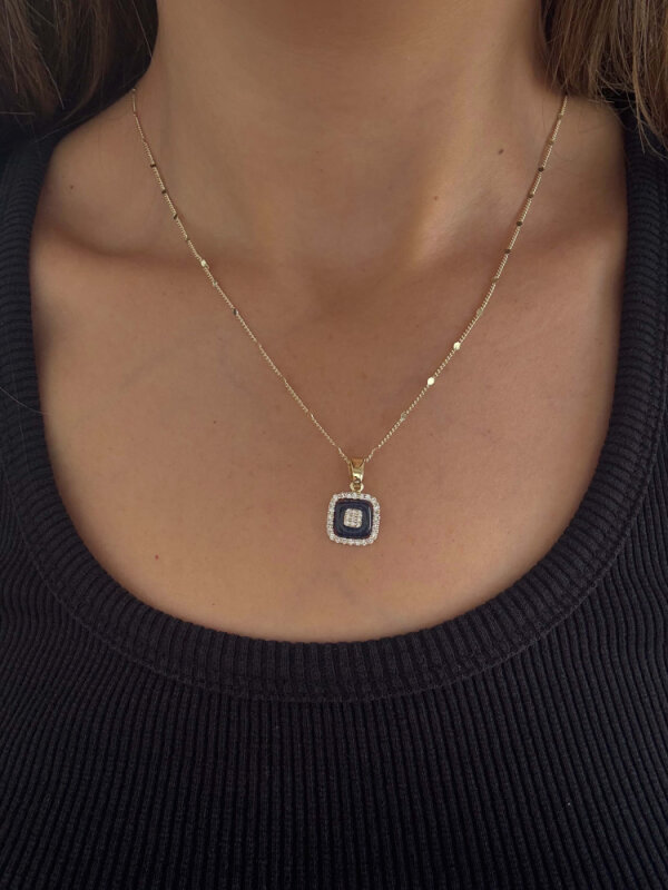 Kare Lacivert Taşlı Charm - 2