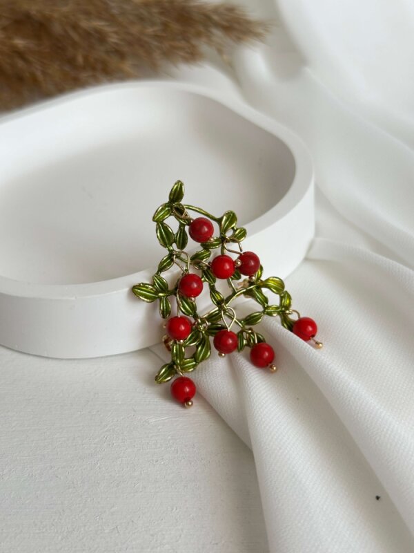 Kırmızı Toplu Yılbaşı Ağacı Broş - 1