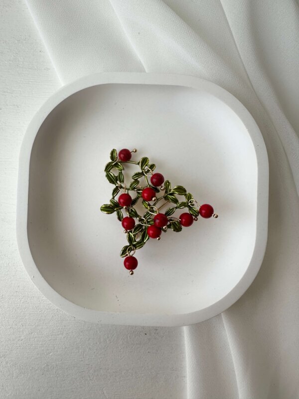 Kırmızı Toplu Yılbaşı Ağacı Broş - 2