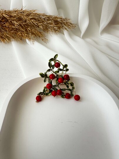 Kırmızı Toplu Yılbaşı Ağacı Broş - 3