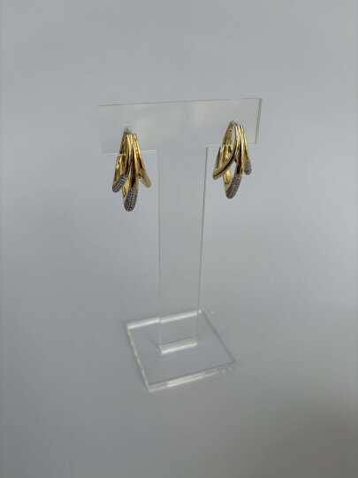 Kıvrımlı Taş Detaylı Küpe - 2