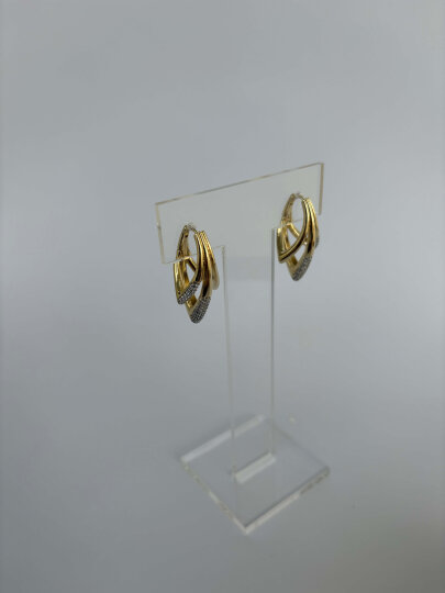 Kıvrımlı Taş Detaylı Küpe - 3