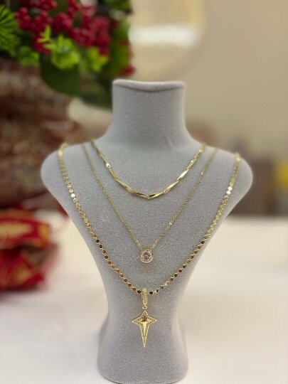 Kuzey Yıldızı Charmlı Ezme Kolye 60 cm  - 3