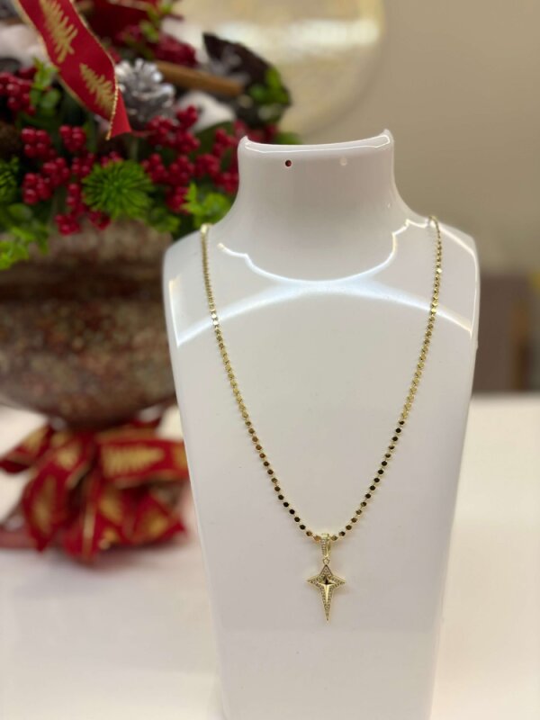 Kuzey Yıldızı Charmlı Ezme Kolye 60 cm  - 1