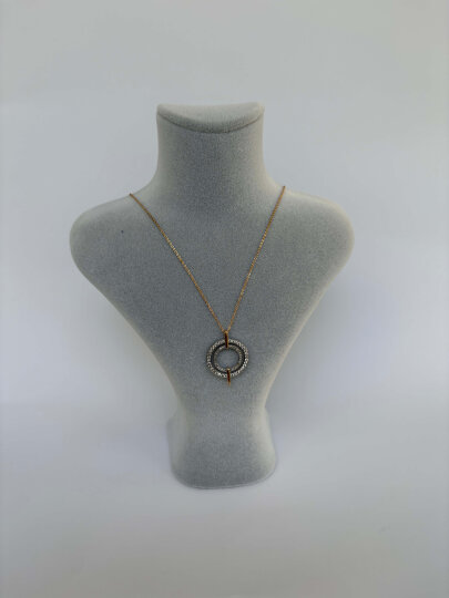 Taşlı 2 Halkalı Çift Renk Kolye 