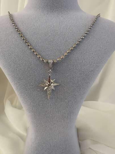Kuzey Yıldızı Charm'lı Ezme Uzun Kolye - 2