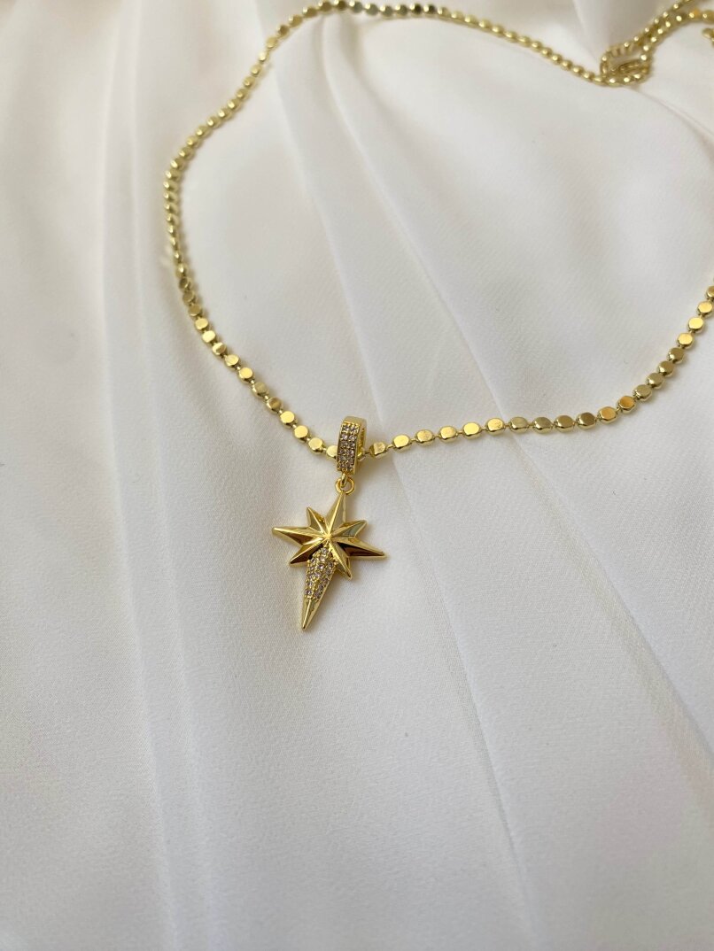 Kuzey Yıldızı Charm'lı Ezme Uzun Kolye - 1