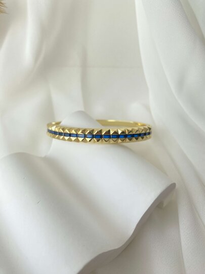 Lacivert Çizgi Detaylı Kelepçe 