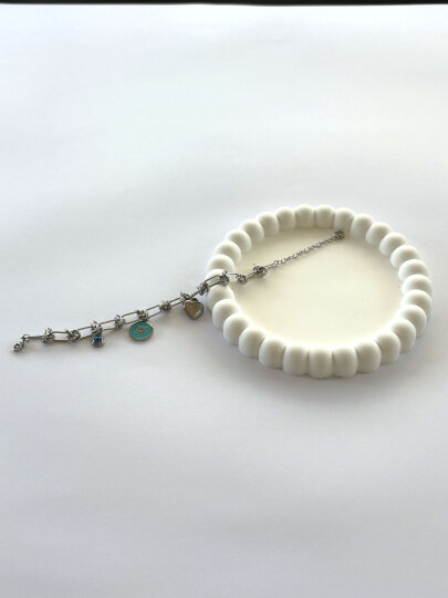 Mavi Charmlı Bileklik -Gümüş Renk