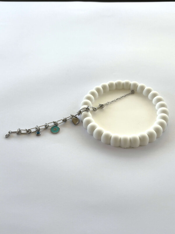 Mavi Charmlı Bileklik -Gümüş Renk - 1