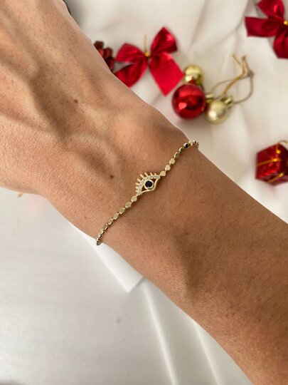 Mavi Göz Detaylı Çıtır Bileklik - 3