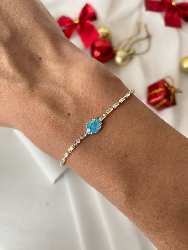 Mavi Oval Taşlı Çıtır Bileklik - 3