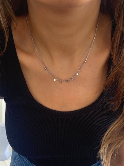 Metal Boncuklu Kolye - Gümüş - 2