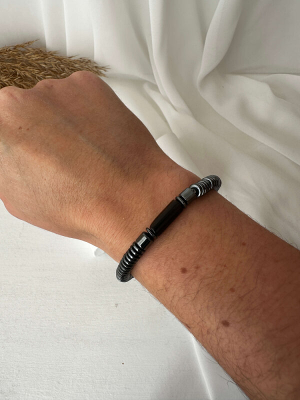 Metal Yay Detaylı  Koyu Kahvrengi Taşlı Bileklik - 2