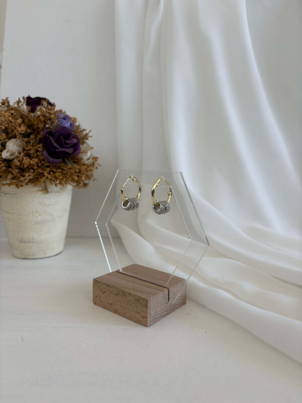 Mini Taşlı 4 Halkalı Küpe - 3