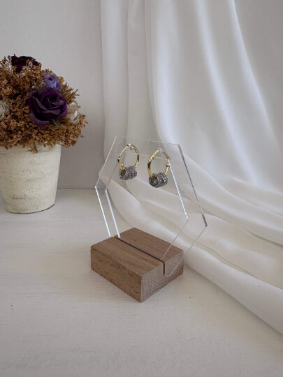 Mini Taşlı 4 Halkalı Küpe - 2