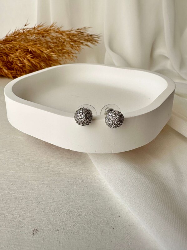 Mini Taşlı Top Küpe - 4