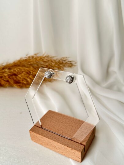 Mini Taşlı Top Küpe - 5