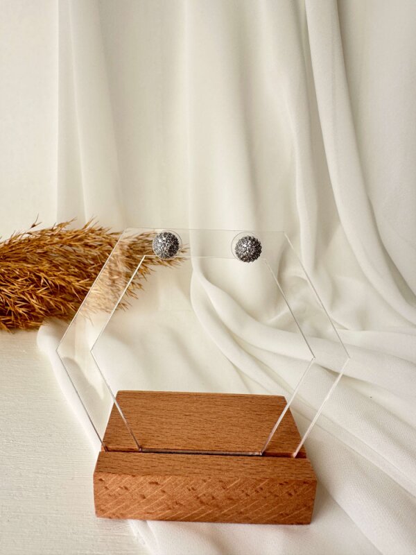 Mini Taşlı Top Küpe - 6