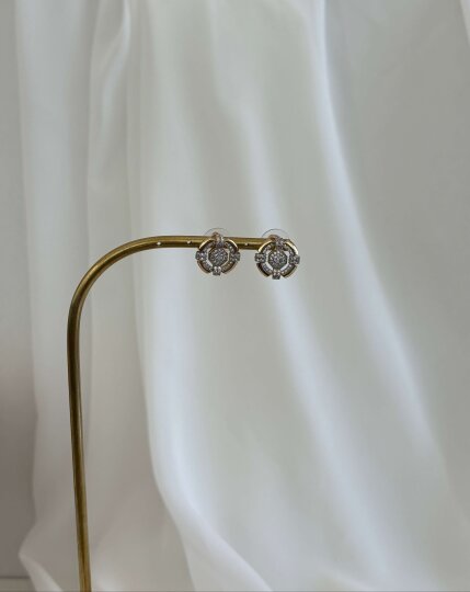 Mini Yuvarlak Taşlı Küpe