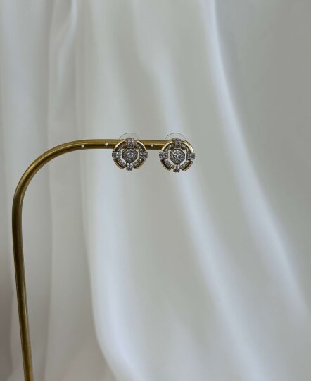 Mini Yuvarlak Taşlı Küpe - 2