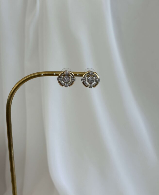 Mini Yuvarlak Taşlı Küpe - 2