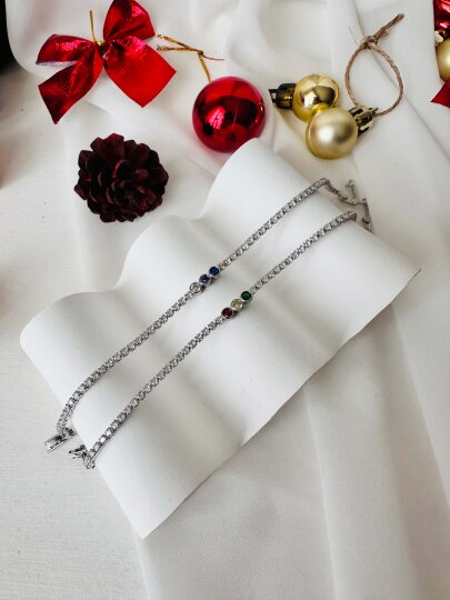 Ortası 3 Taşlı (Mavi-Pembe-Beyaz) Çıtır Bileklik