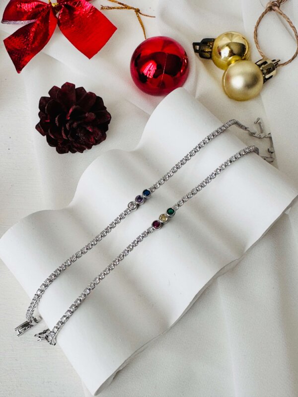 Ortası 3 Taşlı (Pembe-Sarı-Yeşil) Çıtır Bileklik - 2