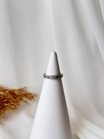 Ortası Baget Taşlı Orta Boy Yüzük - Gümüş - 3