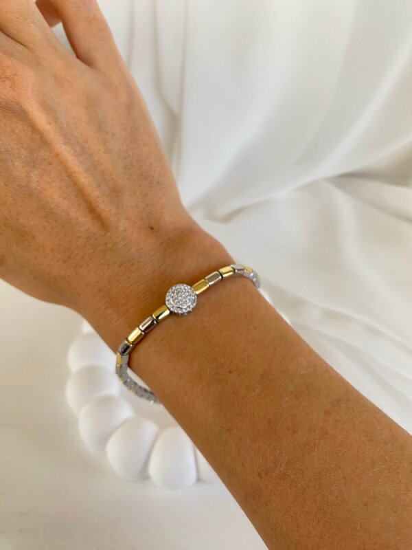 Ortası Yuvarlak Taşlı Çift Renk Bileklik - 1