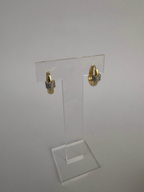 Oval Taş Detaylı Küpe - 1