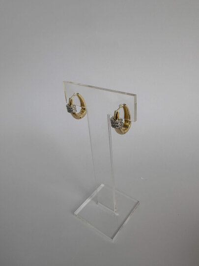 Oval Taş Detaylı Küpe - 3