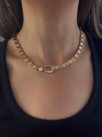 Özel Seri Ortası Geometrik Desenli Kolye - 3