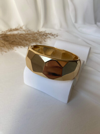 Petek Kalın Kelepçe - Gold - 2