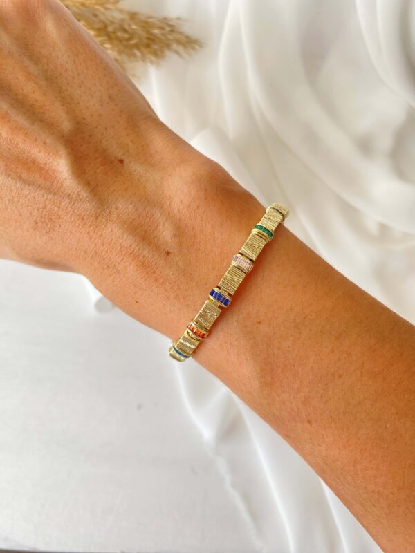 Renkli Dikdörtgen Taşlı Bileklik - 3