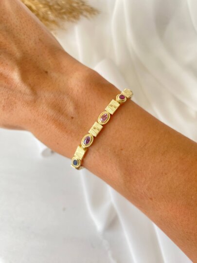 Renkli Oval Taşlı Bileklik - 3