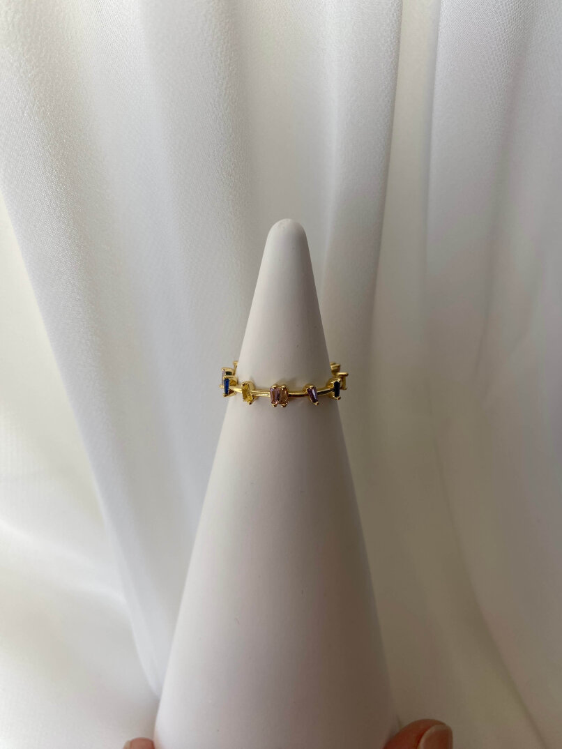 Renkli Taşlı Yüzük-Gold - 1