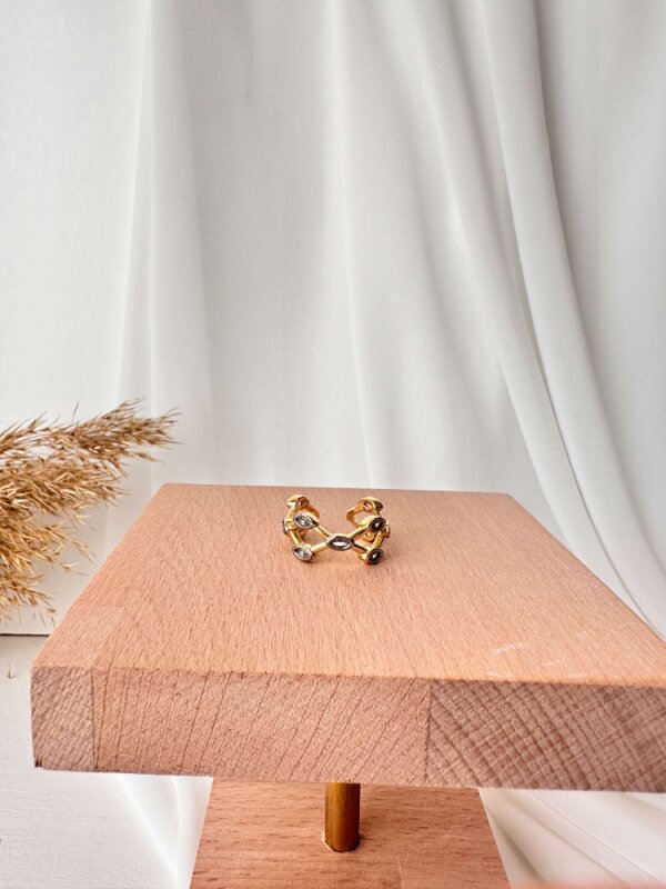 Sarmal Taş Detaylı Halka Yüzük - 1