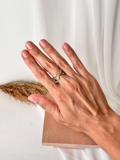 Sarmal Taş Detaylı Halka Yüzük - 3