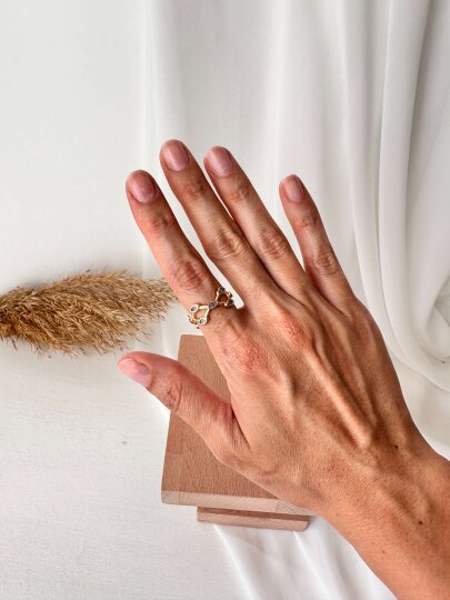 Sarmal Taş Detaylı Halka Yüzük - 4