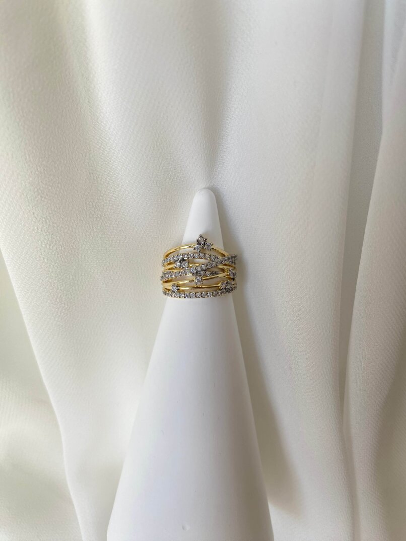 Sıra Taşlı Kalın Yüzük-Gold - 1