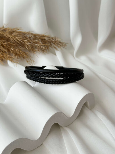 Siyah 3'lü Deri Bileklik