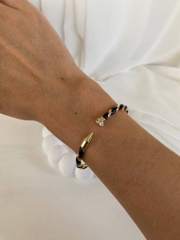 Siyah - Gold Renkli Çivi Model Kelepçe - 3