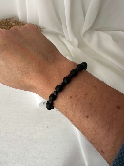 Siyah Mini Kare Boncuk Detaylı Bileklik - 2