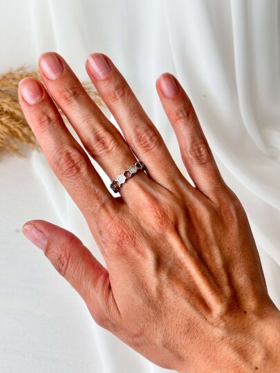 Taş Detaylı Petek Yüzük - 2