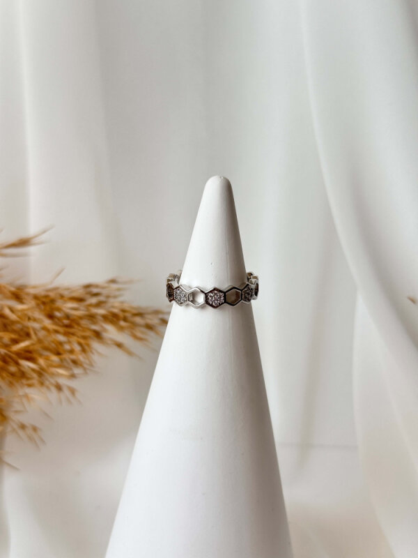 Taş Detaylı Petek Yüzük - 3