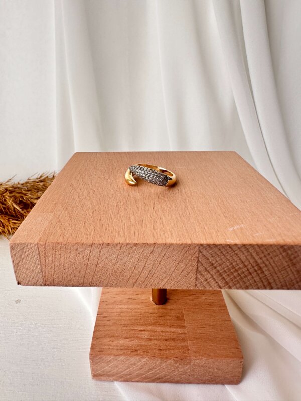 Taş Montür 2'li Dalga Yüzük - 3