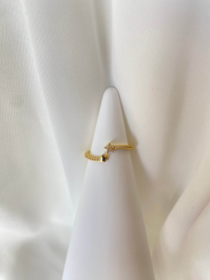 Taşlı 2 Yıldız Yüzük-Gold - 1