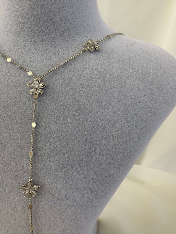 Taşlı Çiçekli Pul Zincirli Y Kolye  - 2